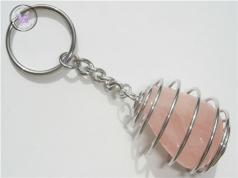 Rose Quartz Tumble Stone Keychain